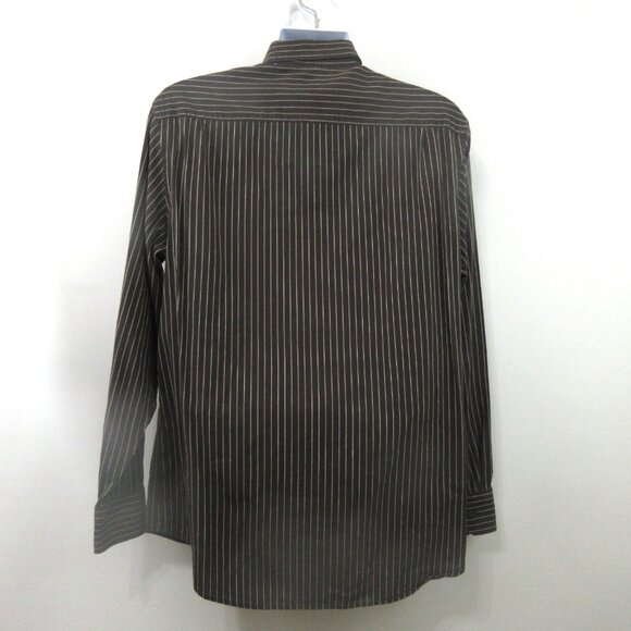 Banana Republic Mens Shirt Sz Large Button-Down Brown Striped 100% Cotton Casual - Picture 2 of 6